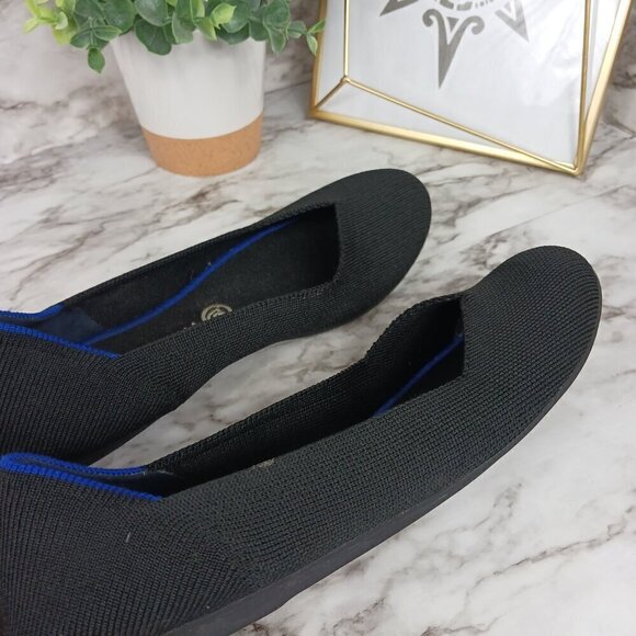 ROTHY'S THE FLAT black textile ballet women's slip-on size 8.5 round-toe - Picture 6 of 11